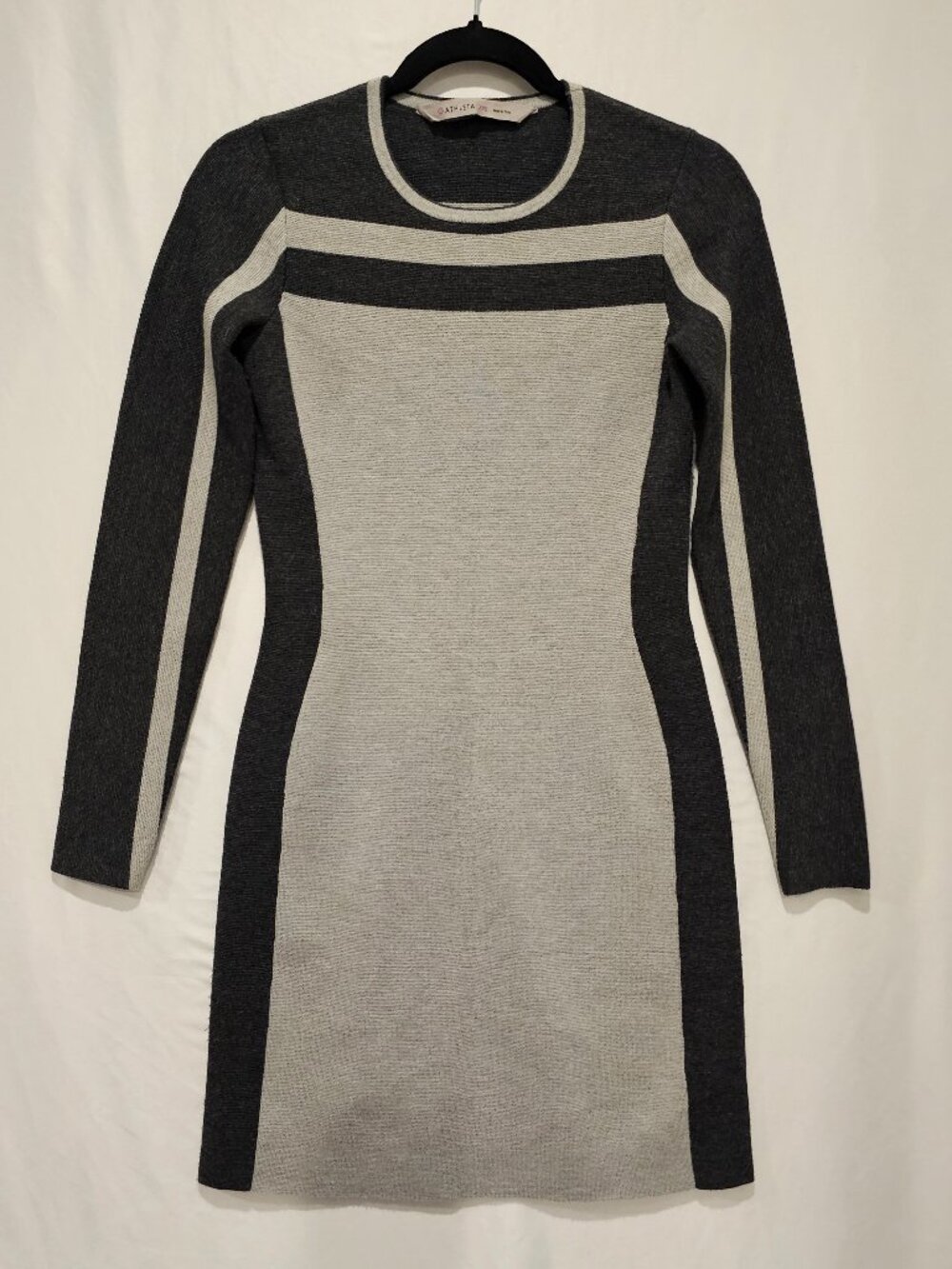 Athleta Boreal Sweater Dress XXS Gray Charcoal Colorblock Wool Blend Fitted